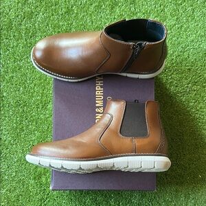 Johnston & Murphy Kids Brown Leather Chelsea Boots